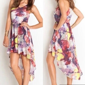 Guess Women's Watercolor Kaleidoscope High-Low Sleeveless Dress Size M Medium